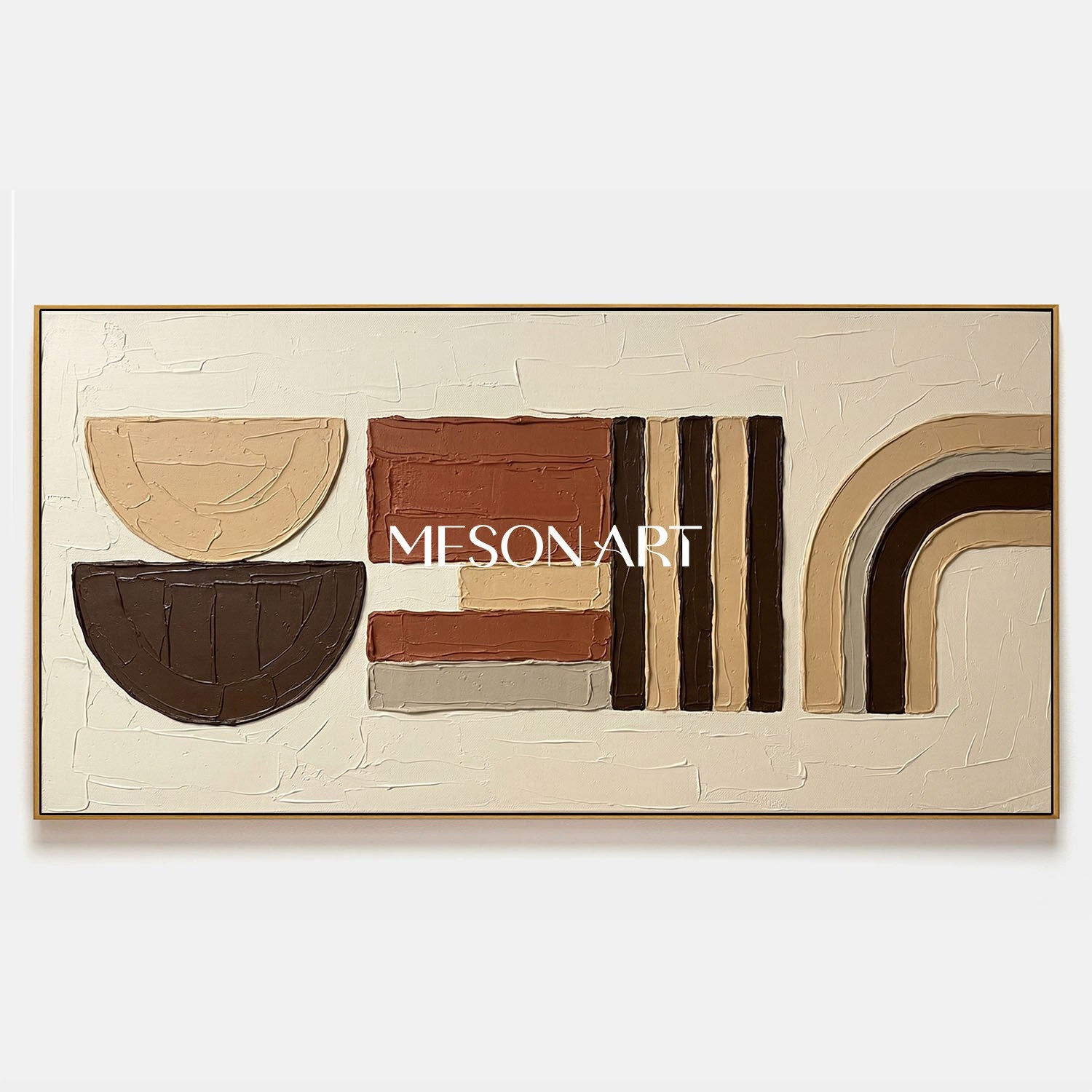 アート・デザイン・音楽 The Art Of Wood And Tone アースカラーのパノラマボヘミアン抽象漆喰ウォールアート – MesonArt
