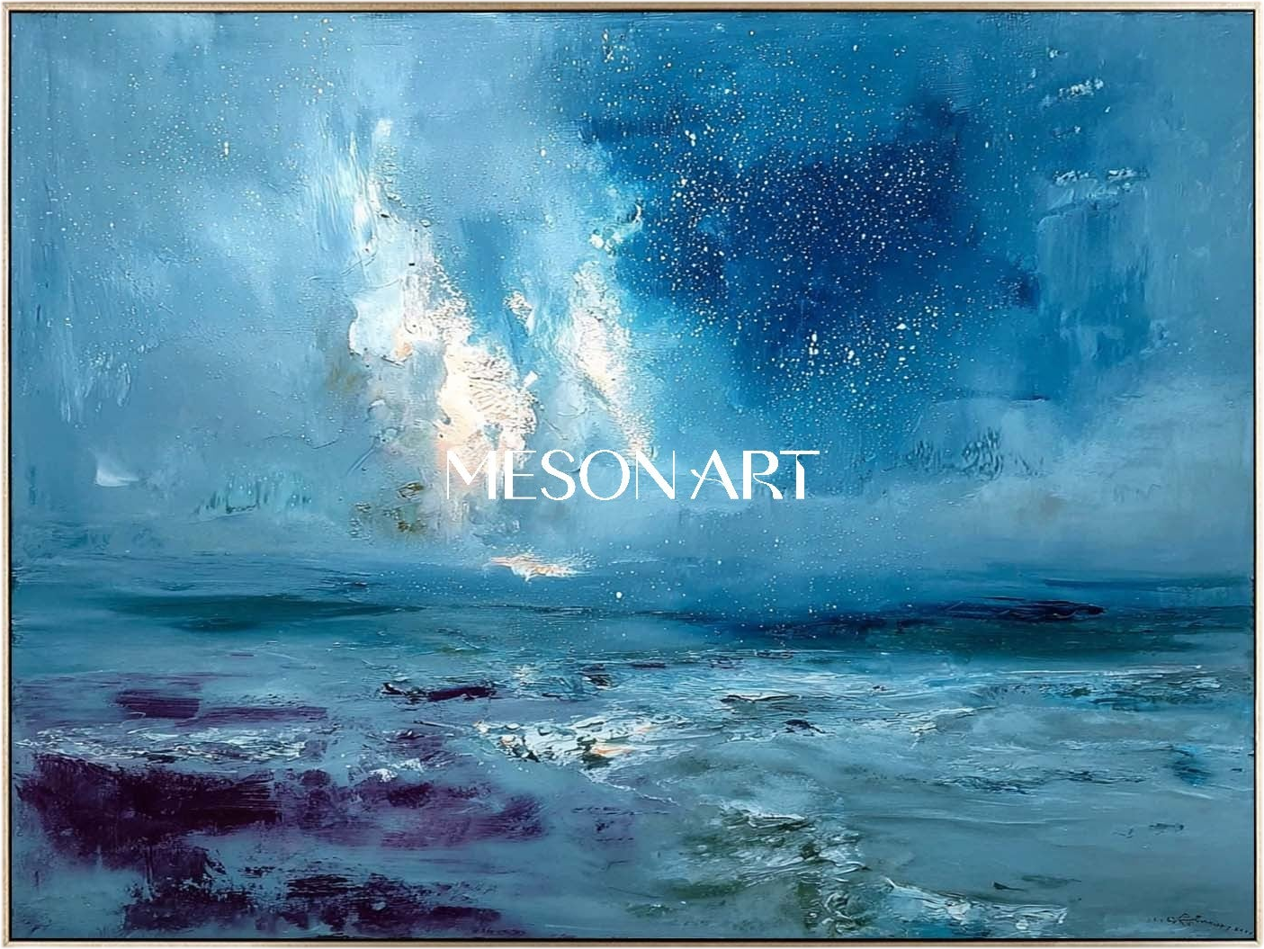 ダークブルーの抽象画 ダークブルー抽象芸術販売 ダークブルー抽象キャンバス壁絵画 – MesonArt