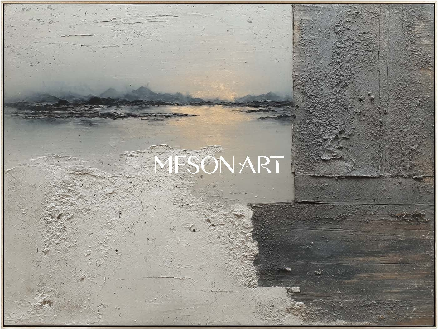 わびさび様 オリジナルのわびさびグレー抽象風景テクスチャ絵画を購入する – MesonArt