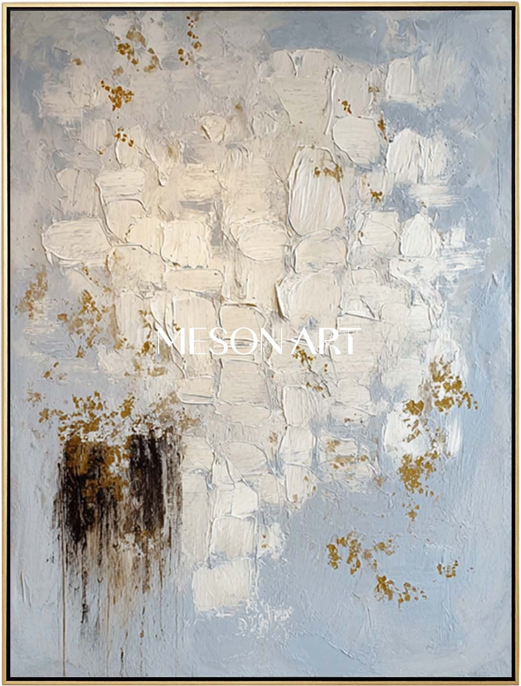ミニマリストの抽象芸術青ベージュ高級インパスト絵画の壁の装飾