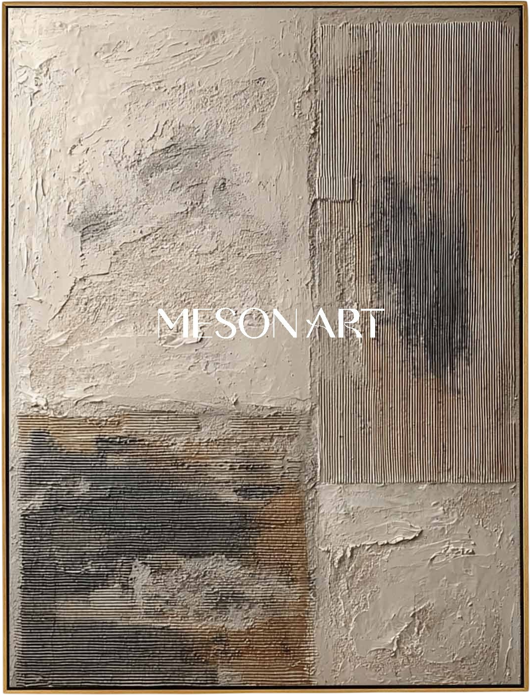 Large 3D Neutral Abstract Canvas Wall Art Decoration Neutral