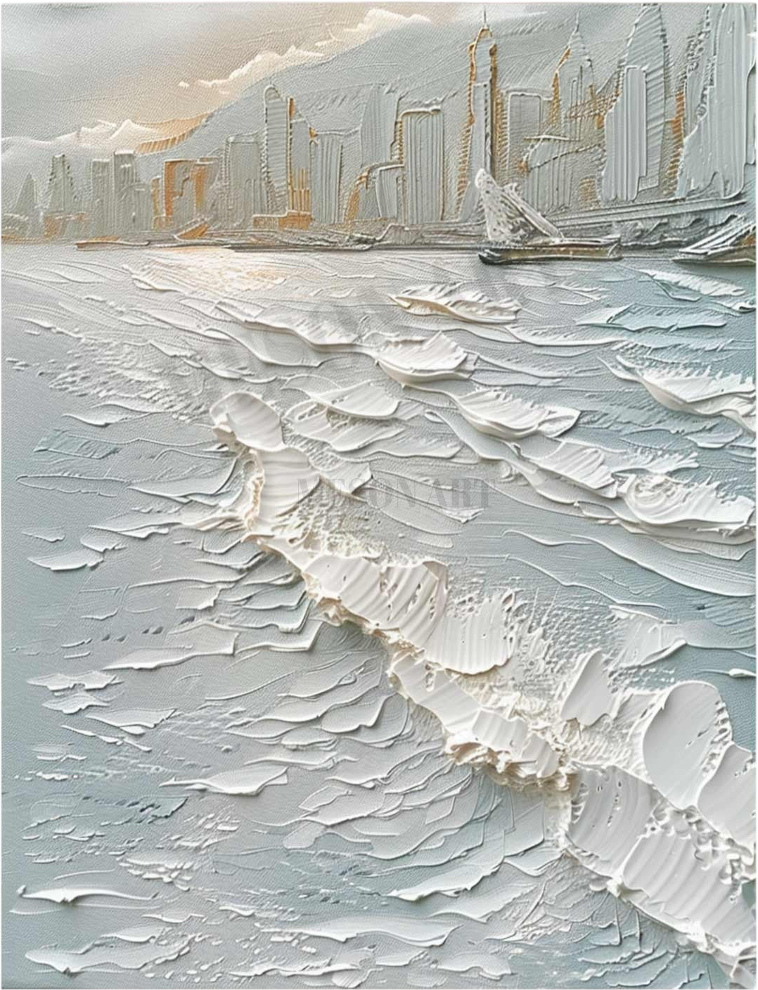 抽象画 街の風景 キャンバスアート 大雪の街の抽象的なキャンバスアート雪の街の風景の壁の芸術雪の街の