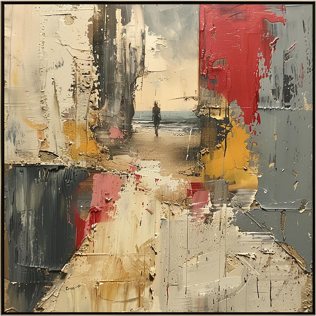 Threshold: Original Impasto Abstract Seaside Oil Painting