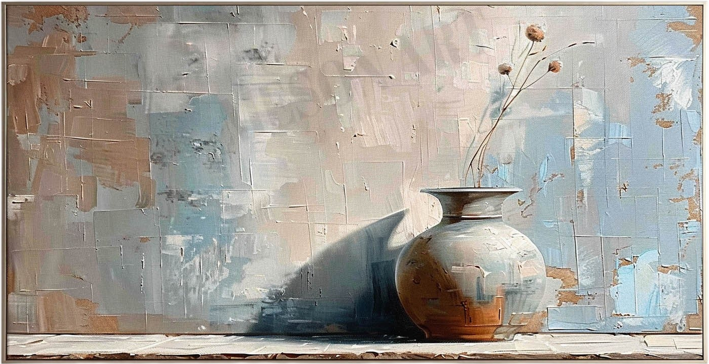大きな粘土の瓶の花瓶の芸術販売灰色の陶器の瓶の静物花瓶の絵画粘土の