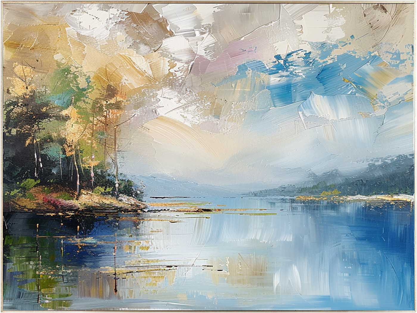 青と金の風景画販売 青と金の風景抽象キャンバス壁絵画 – MesonArt