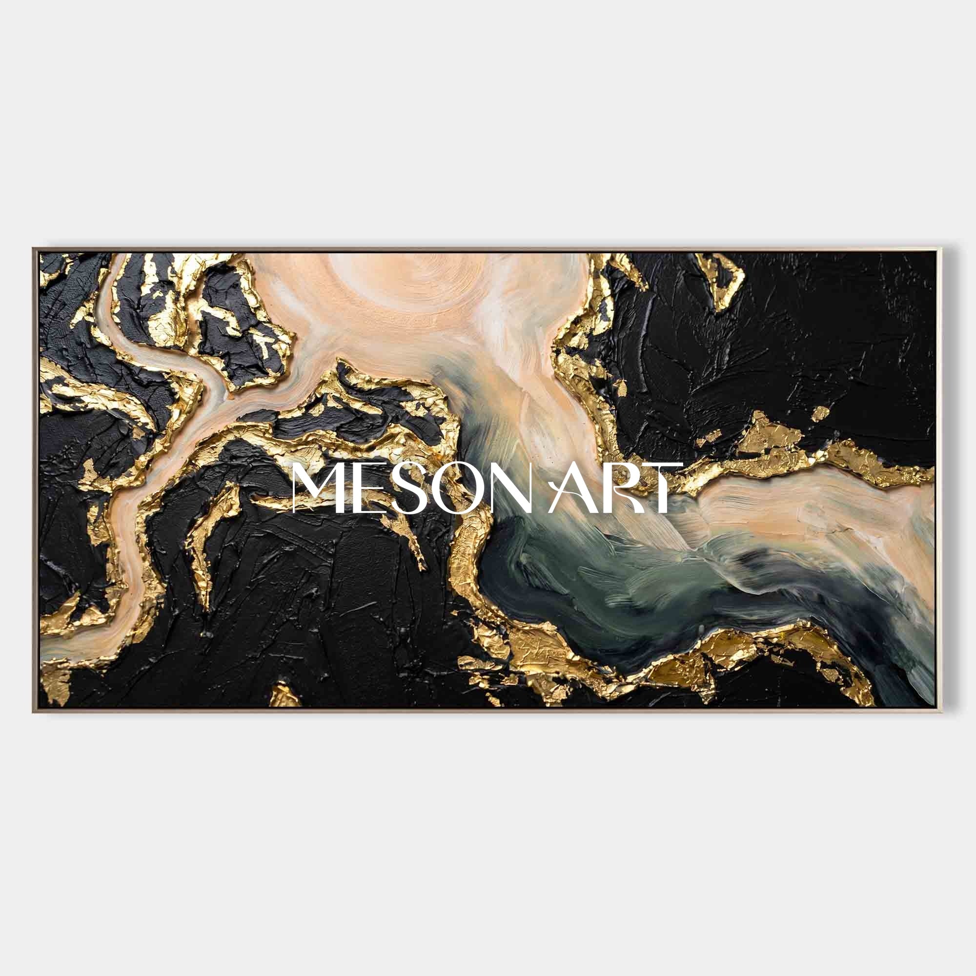 Golden Motion（ゴールデン・モーション） インテリアアート アールデコの居間の玄関のための金ぱくが付いている金色の潮の抽象的な