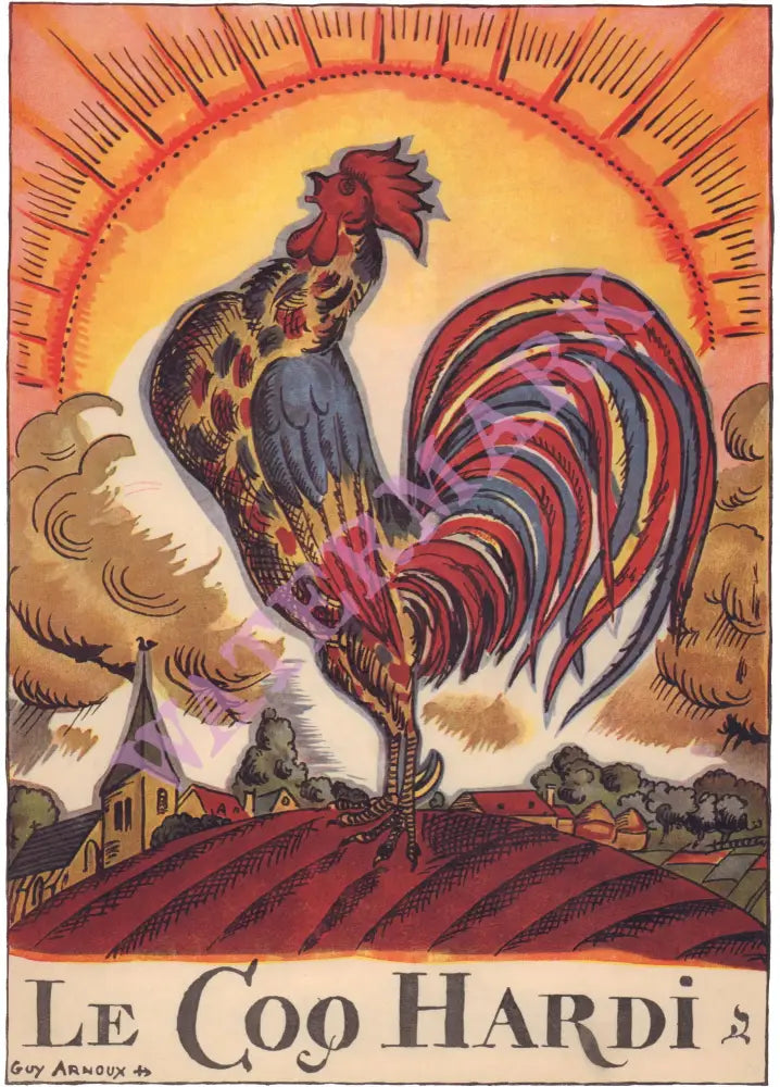 Le Coq Hardi, Bougival, France 1950s – Vintage Menu Art