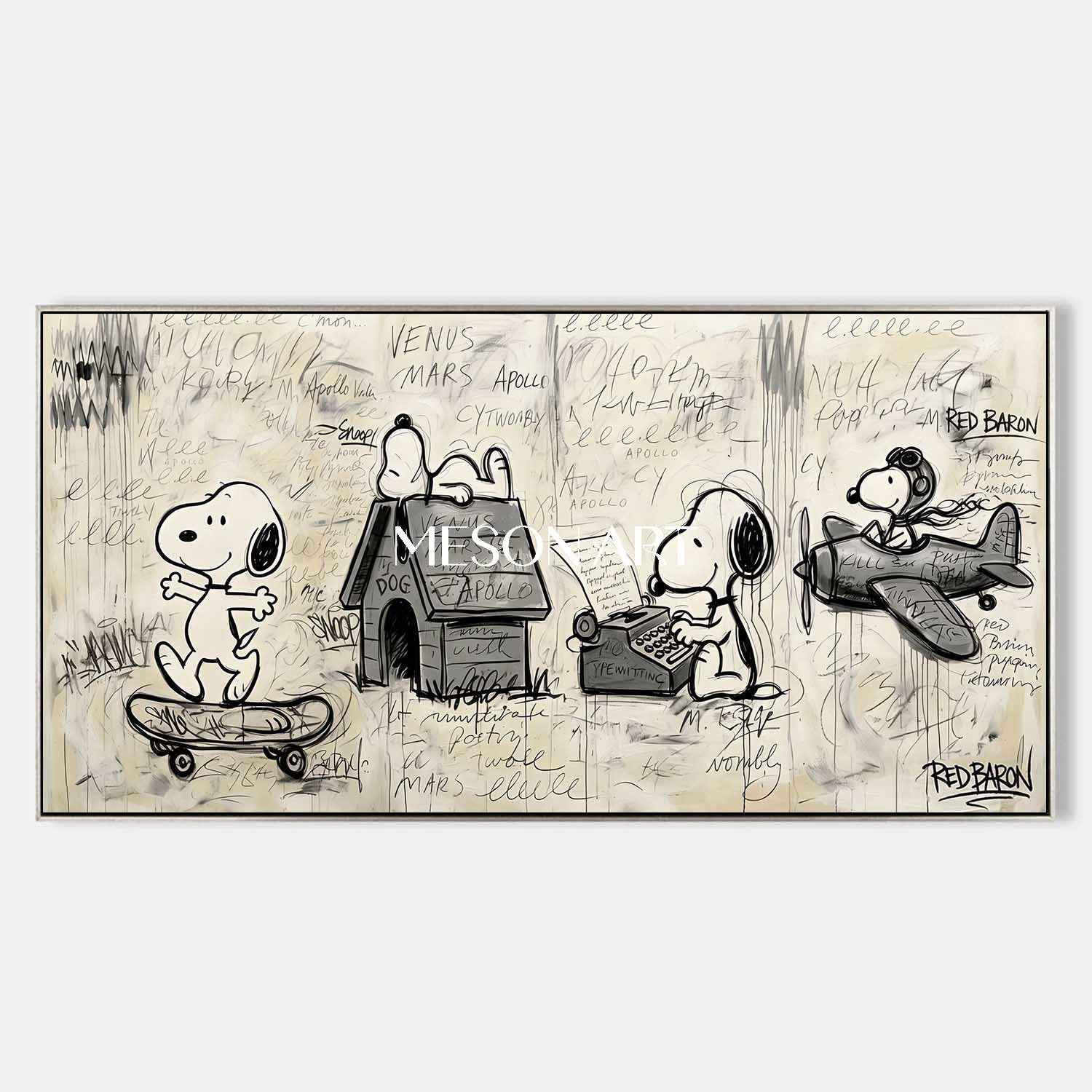 Original Snoopy Graffiti Painting Hand Painted Urban Pop Art