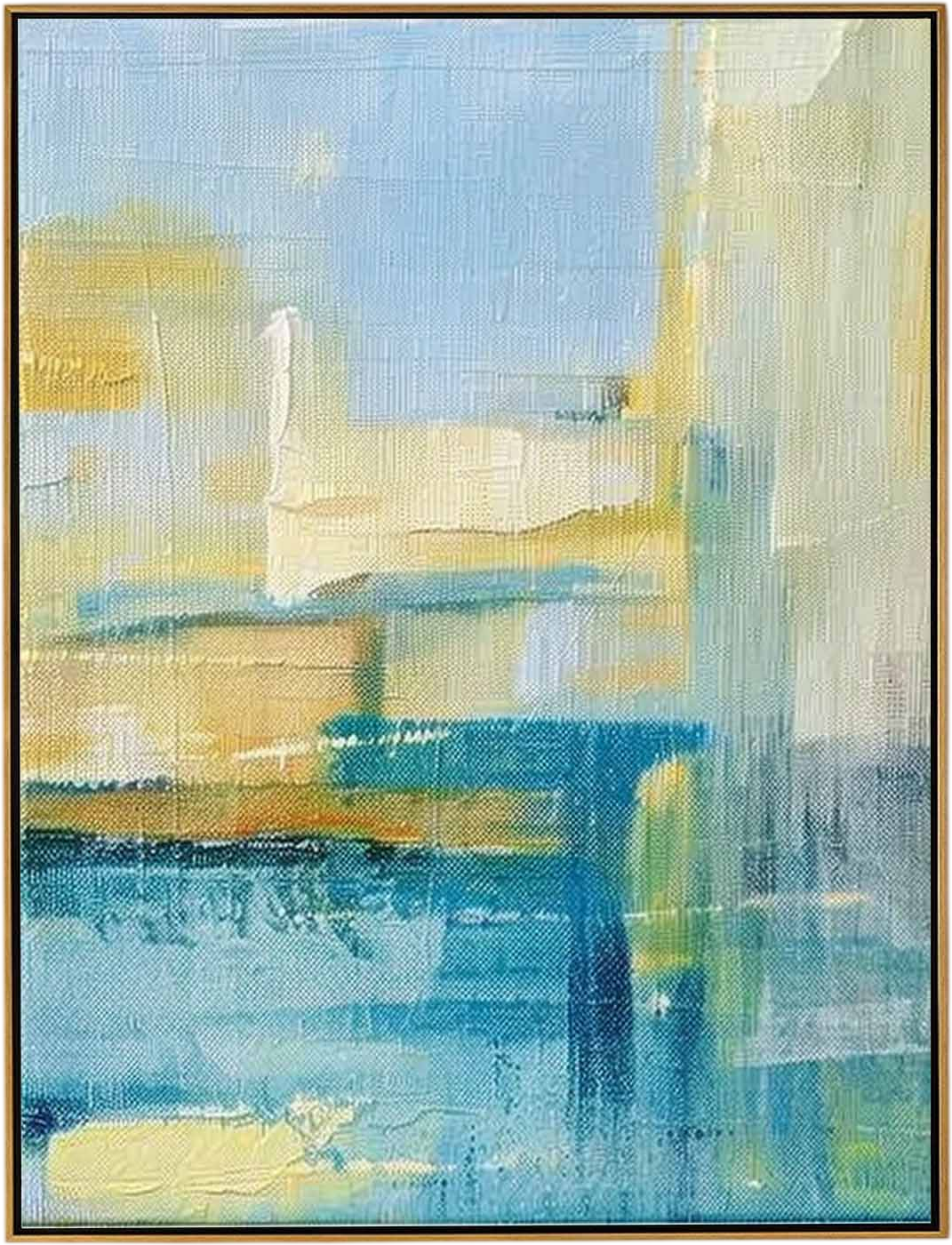 青と黄色の抽象的なテクスチャの絵画 青と黄色の抽象的なアート 青と