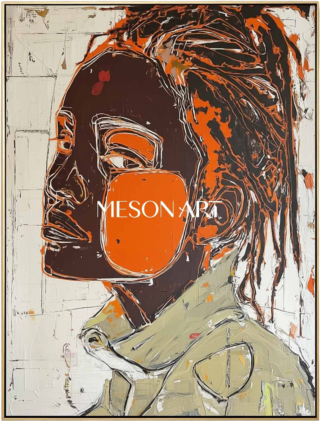 バーガス　　絵画 都市抽象的な肖像画バスキアは、廊下のモダンな壁の装飾を触発 – MesonArt