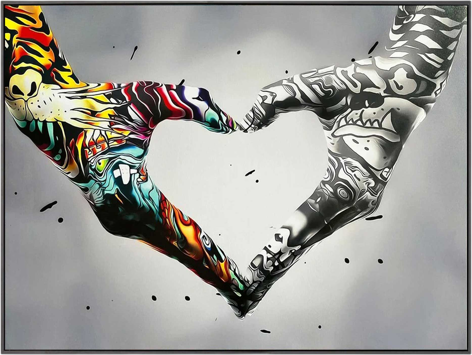 ハンドジェスチャー ハート グラフィティ アート キャンバス絵画 ラブ