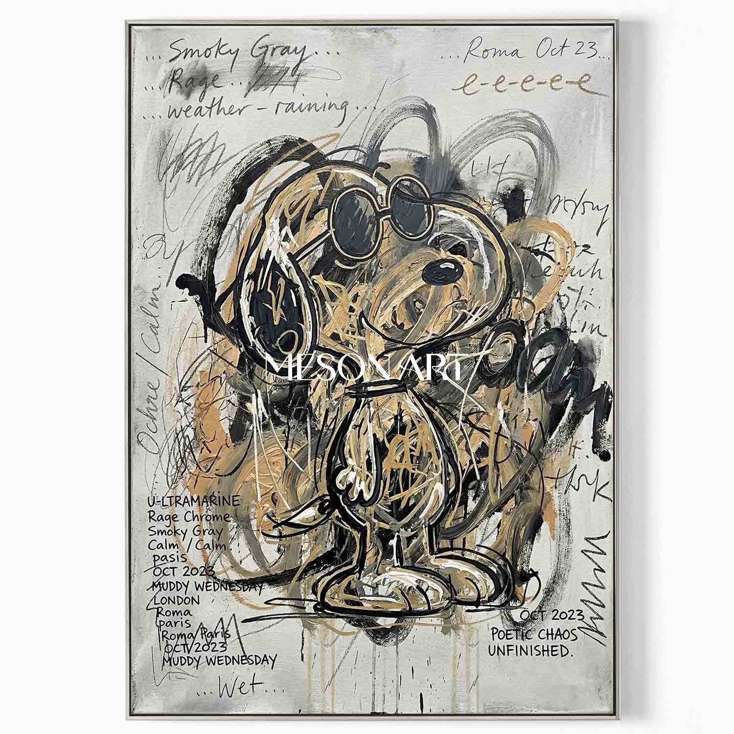 大迫力！手書きの絵 絵画 グラフティ 美術 オリジナルグラフィティドッグポップアート油絵都市ストリートモダン