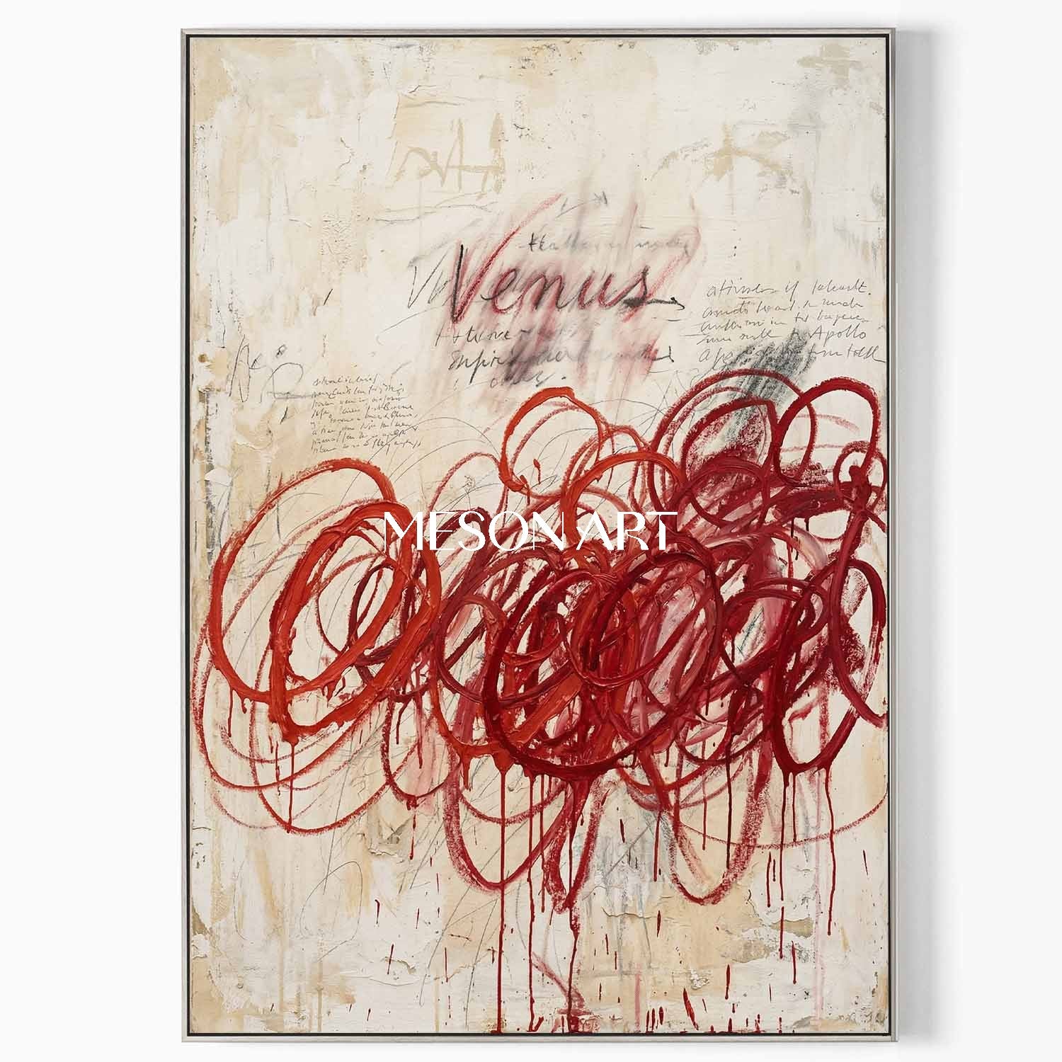 オリジナル 真紅のバッカス風絵画 大 抽象表現主義アート – MesonArt