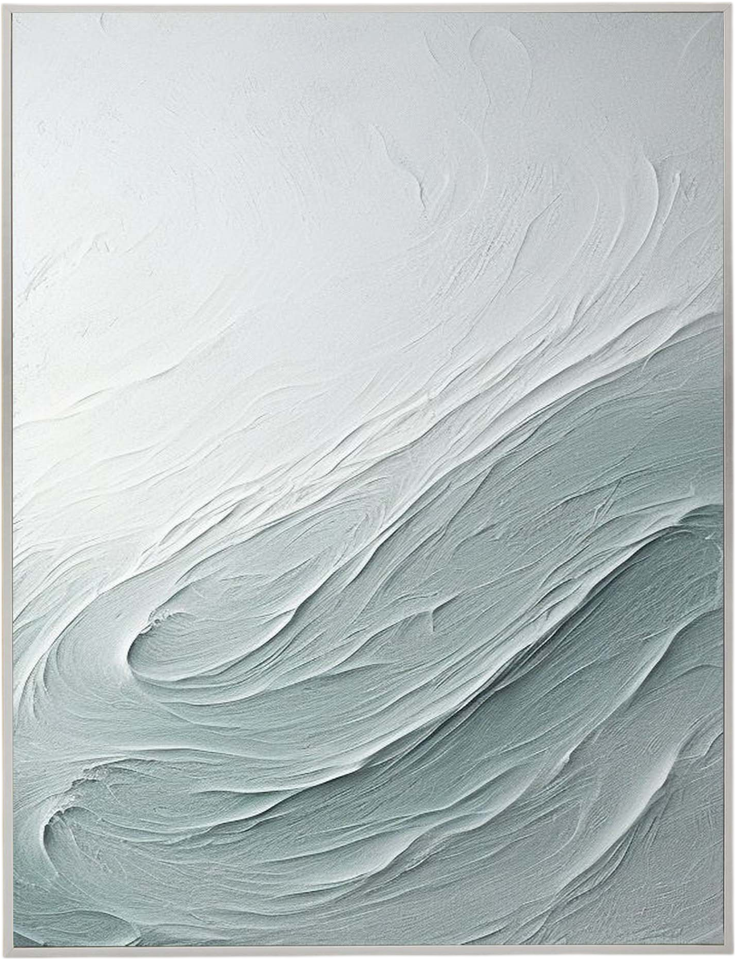 白と緑の海抽象芸術キャンバス 白と緑の海テクスチャ抽象絵画海の壁